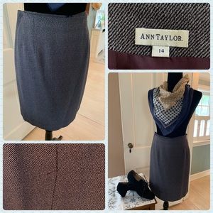 Ann Taylor Diagonally Striped Navy/Beige Skirt